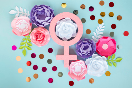 top-view-of-flowers-with-female-symbol-for-women-s-day